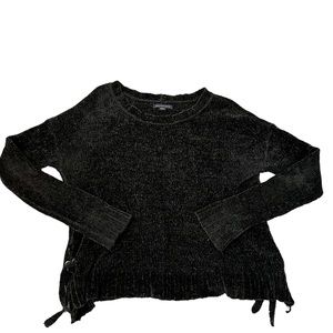 Size medium American Eagle black chenille sweater with ties on the sides